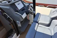 2023 Nimbus Commuter 8 cockpit with dual seats and modern steering console.