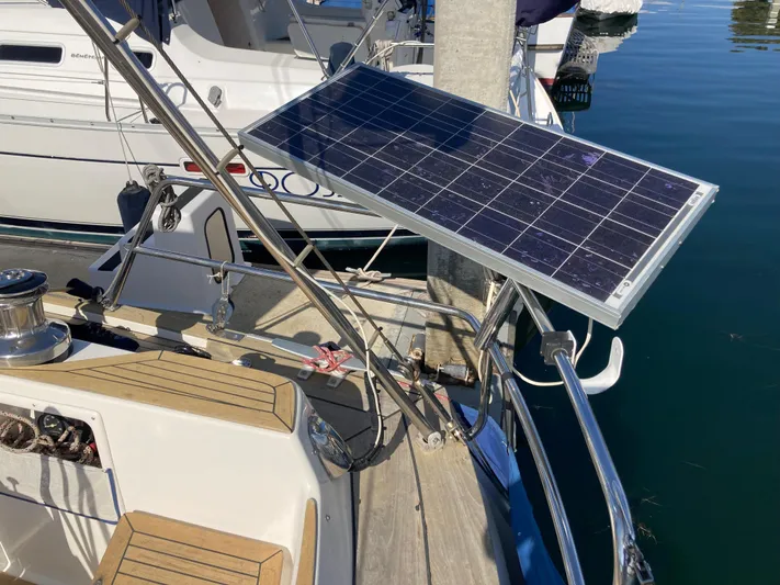 Maloose Yacht Photos Pics Solar panel on Malo 43 yacht, 2001 model, docked at marina.