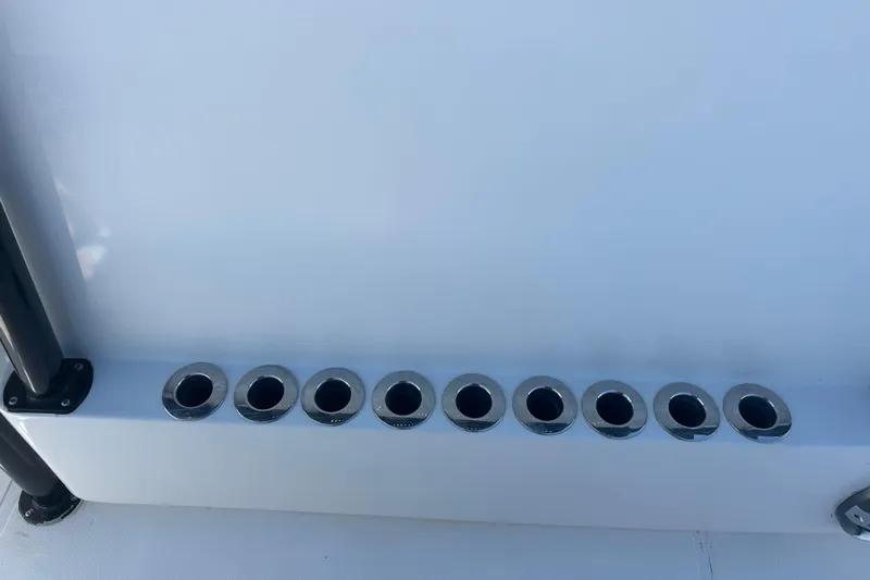  Yacht Photos Pics Rod holders on a 2016 SeaHunter 39 Tournament boat deck.