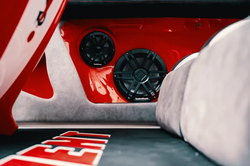  Yacht Photos Pics Interior view of Statement 360 CAT 2025 with premium audio system and sleek design.