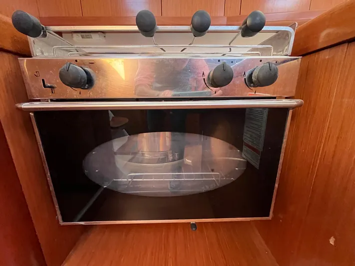 Rosebud Yacht Photos Pics Stainless steel oven in 2008 Beneteau Oceanis 37 yacht kitchen.