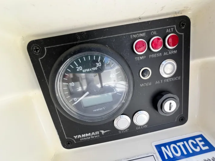 Rosebud Yacht Photos Pics Control panel of a 2008 Beneteau Oceanis 37 sailboat with Yanmar marine engine.