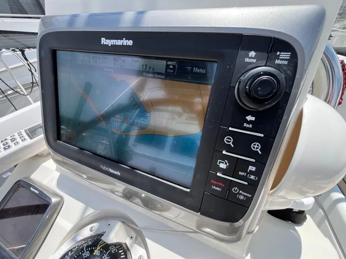 Rosebud Yacht Photos Pics Raymarine navigation system on 2008 Beneteau Oceanis 37 sailboat, displaying nautical chart.
