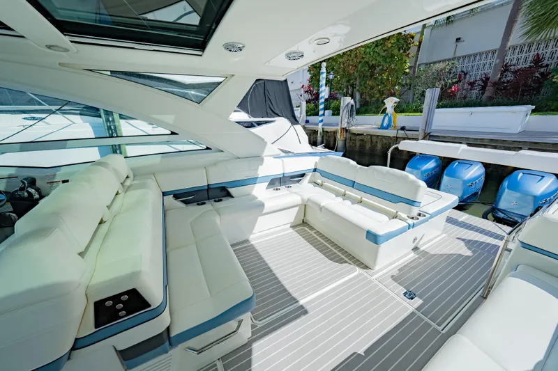 Southern Office Yacht Photos Pics 2018 Formula 430 Super Sport Crossover yacht interior with luxurious seating and modern design.