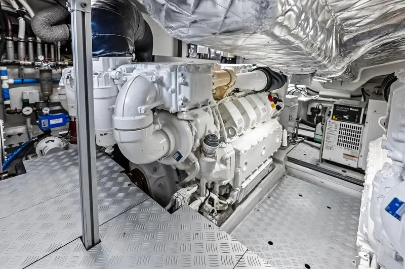 Il-viaggio Yacht Photos Pics Engine room of 2021 Riva 56 Rivale yacht, showcasing advanced machinery and components.