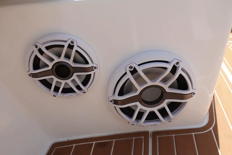  Yacht Photos Pics Speakers on 2022 Cape Horn 34 XS boat with teak flooring.