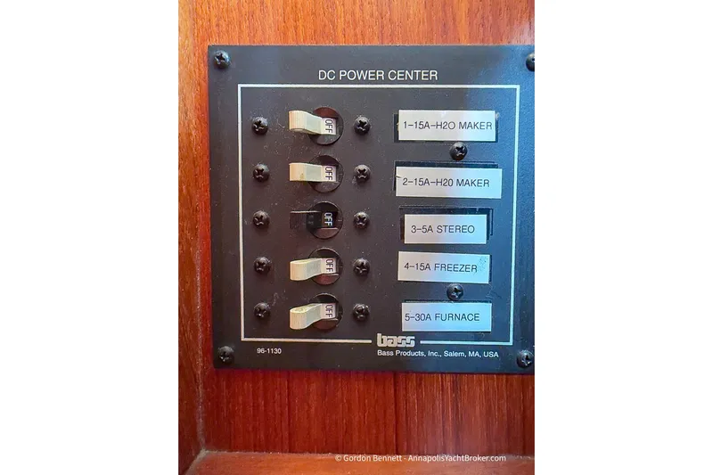 Dee Gee Yacht Photos Pics DC power center panel on a 1999 Nordic Tug 37 boat.