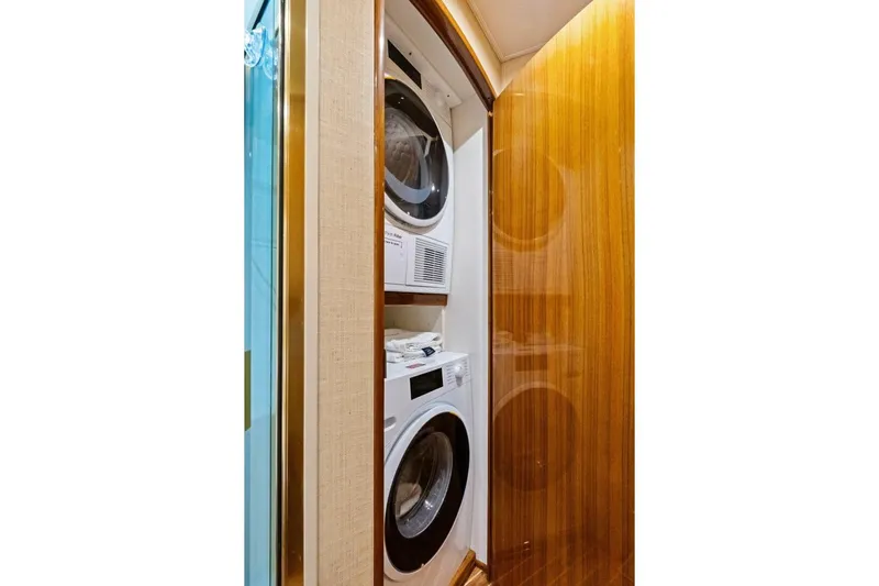 Summer Salt Yacht Photos Pics Stacked washer and dryer in 2006 Viking 56 Convertible yacht.