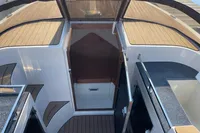 2022 GS 27 boat interior with wood accents and modern design.