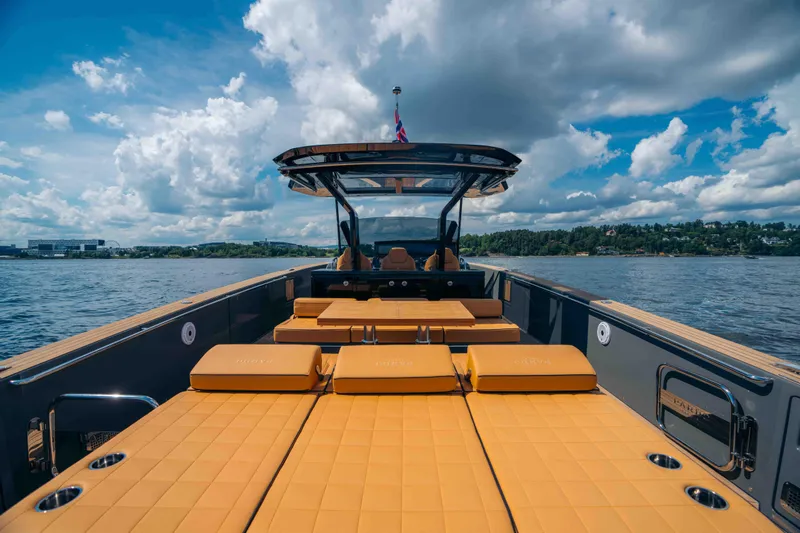  Yacht Photos Pics 2024 Pardo Yachts P43 luxury yacht with spacious deck and elegant design on open water.