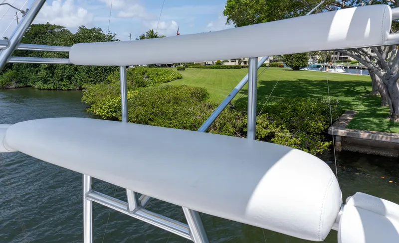 Miss Shell Yacht Photos Pics 2008 Cabo 38 Express boat with white cushioned seating on deck.