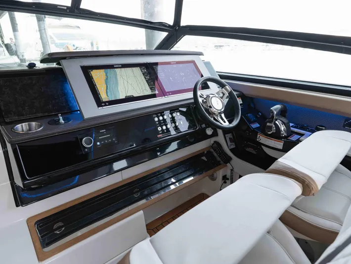  Yacht Photos Pics 2019 Sea Ray SLX 400 helm with advanced navigation and control systems.