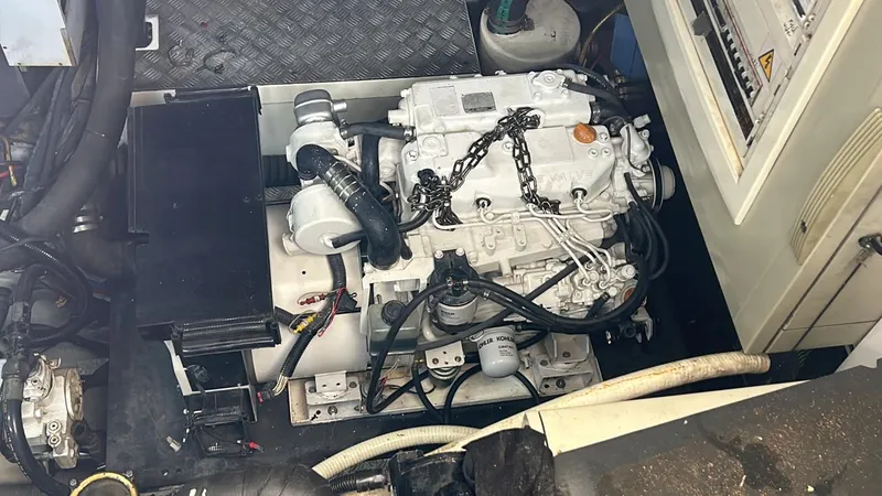 Capricho II Yacht Photos Pics Engine room of a 2011 Sunseeker Manhattan 70 yacht.