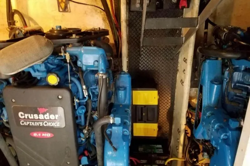  Yacht Photos Pics Engine room of 2006 Silverton 35 Motor Yacht with Crusader engines.