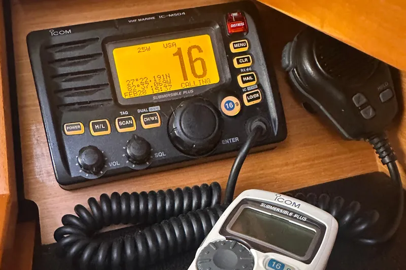 Serendipity Yacht Photos Pics VHF marine radio on 2014 Jeanneau Sun Odyssey 469 yacht.