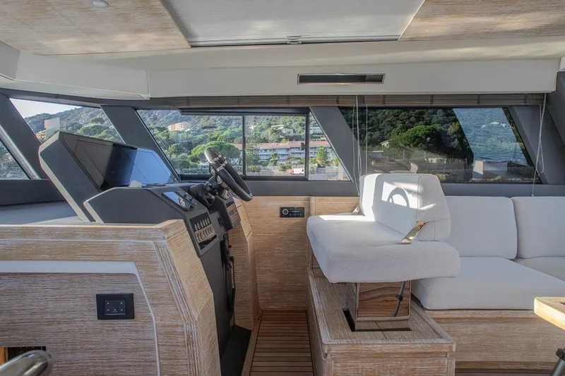 Grace Yacht Photos Pics Interior of 2023 Pardo Yachts GT52, featuring modern helm and seating area.