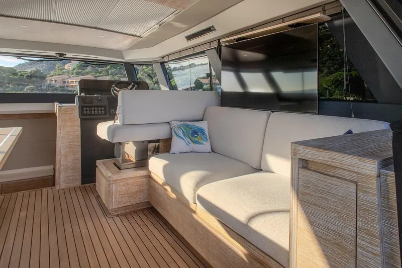 Grace Yacht Photos Pics Luxurious interior of 2023 Pardo Yachts GT52 with elegant seating and modern design.