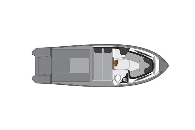  Yacht Photos Pics Top view of 2025 Hanover 305 boat layout, featuring seating and helm area.