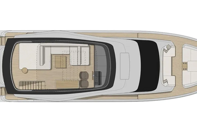  Yacht Photos Pics Top view layout of 2026 Cranchi Sessantadue 62 yacht, showcasing interior design.