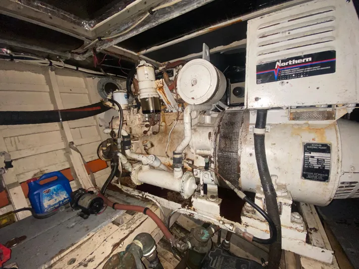  Yacht Photos Pics Engine room of 1966 Chris-Craft 57 Constellation with Northern generator.