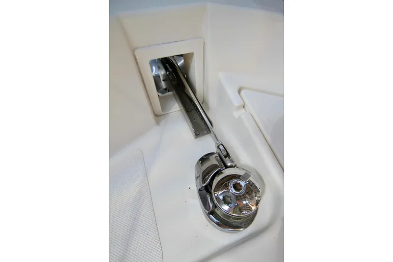  Yacht Photos Pics Anchor windlass on 2011 Fathom Element 43 boat, featuring polished metal components.