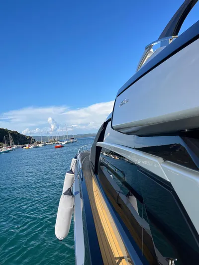  Yacht Photos Pics Luxury Riva 76' Perseo yacht on serene blue waters, 2017 model.