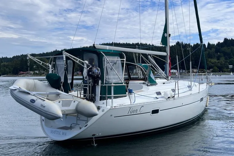 Tina C Yacht Photos Pics 2001 Beneteau 361 sailboat "Tina C" on calm water, Seattle, WA.