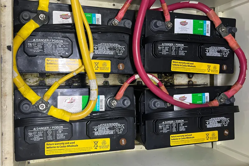 Ne Sea Yacht Photos Pics Four Interstate batteries with red and yellow cables in a 2004 Carver 466 MY.
