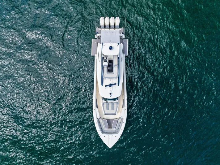 Bottom Line Yacht Photos Pics Aerial view of 2022 Scout LXF boat on open water.