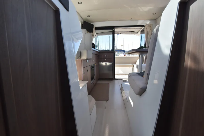 Indian Summer Yacht Photos Pics Interior of 2016 Sealine C330 yacht, featuring modern design and comfortable seating.