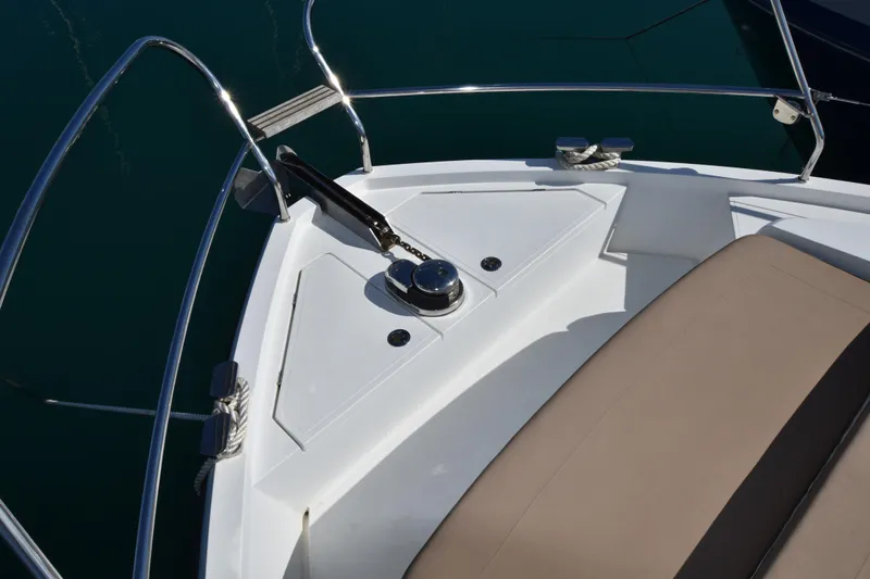 Indian Summer Yacht Photos Pics 2016 Sealine C330 boat deck with anchor and seating area.