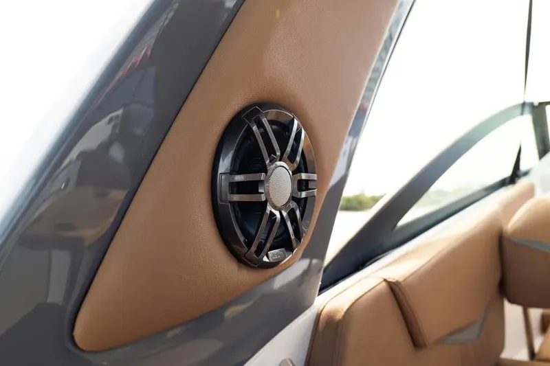  Yacht Photos Pics Speaker detail in 2025 Hanover 255 boat interior, featuring sleek design and premium materials.