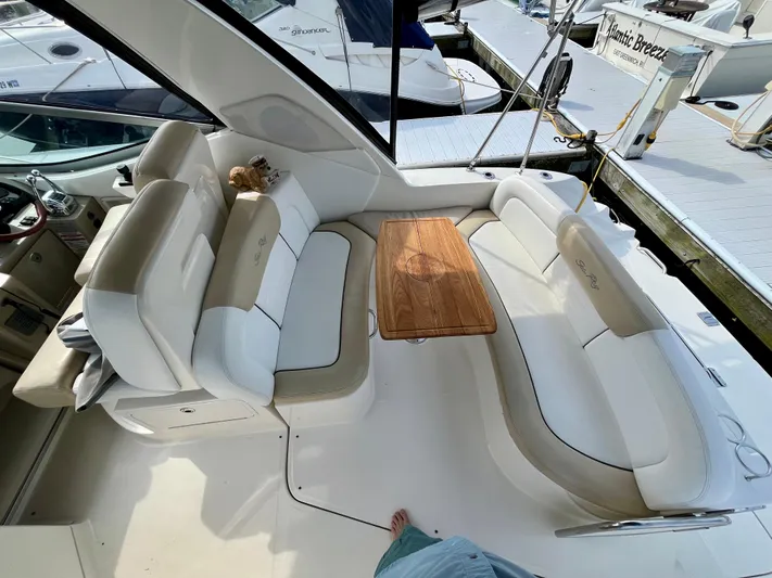 Sar Erinity Yacht Photos Pics Luxurious seating area on a 2009 Sea Ray 310 Sundancer yacht.