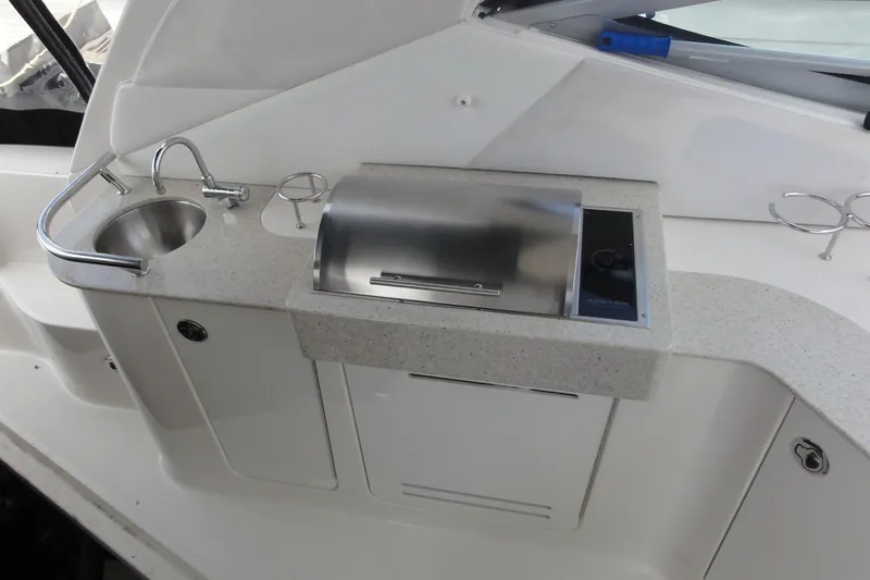 Sar Erinity Yacht Photos Pics 2009 Sea Ray 310 Sundancer boat kitchenette with sink and grill.