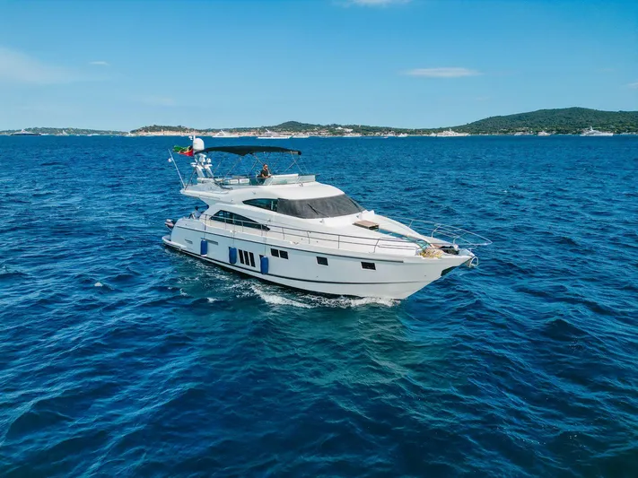  Yacht Photos Pics 2015 Fairline Squadron 65 yacht cruising on open blue sea.