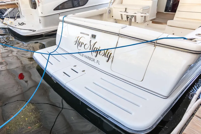 Her Majesty Yacht Photos Pics 2007 Tiara Yachts 3800 Open docked, named "Her Majesty," in Palm Harbor, FL.