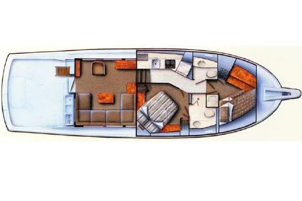  Yacht Photos Pics Floor plan of 1989 Hatteras 45 Convertible yacht, featuring spacious interior layout.