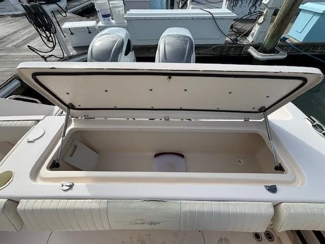 Star-k-2 Yacht Photos Pics Open storage compartment on a 2008 Grady-White Bimini 306 boat.