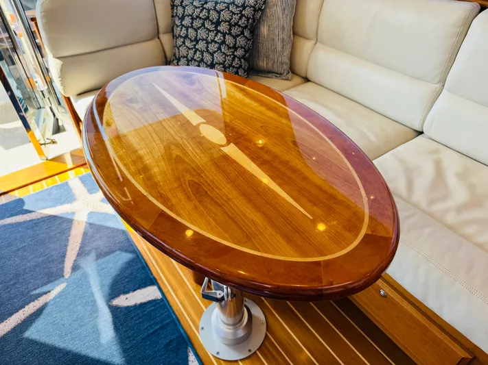 On Holidays - Reserved Yacht Photos Pics Luxurious wooden table in 2018 Sabre 42 Salon Express yacht interior.