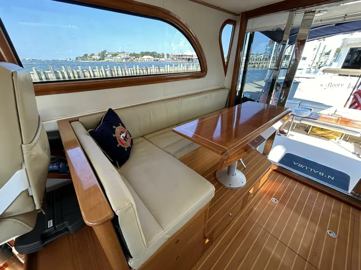 N'baluba Yacht Photos Pics Luxurious 2008 Rivolta Coupe 4.5 yacht interior with elegant seating and waterfront view.