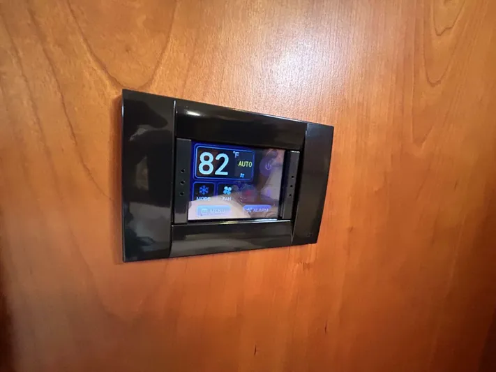 N'baluba Yacht Photos Pics Digital thermostat on wooden panel in a 2008 Rivolta Coupe 4.5.