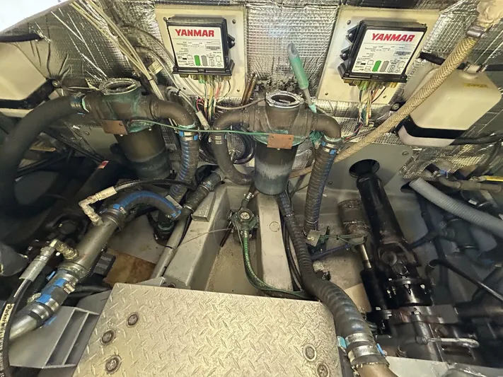 N'baluba Yacht Photos Pics Engine room of 2008 Rivolta Coupe 4.5 with Yanmar components and wiring.