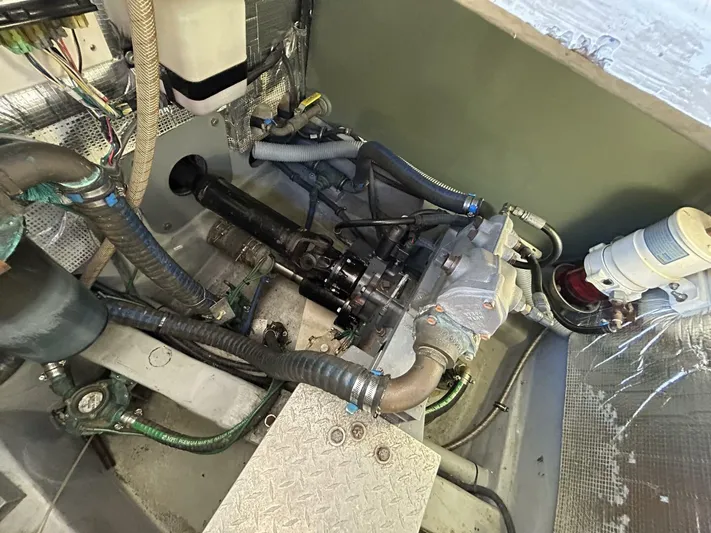 N'baluba Yacht Photos Pics Engine compartment of a 2008 Rivolta Coupe 4.5, showcasing mechanical components and wiring.