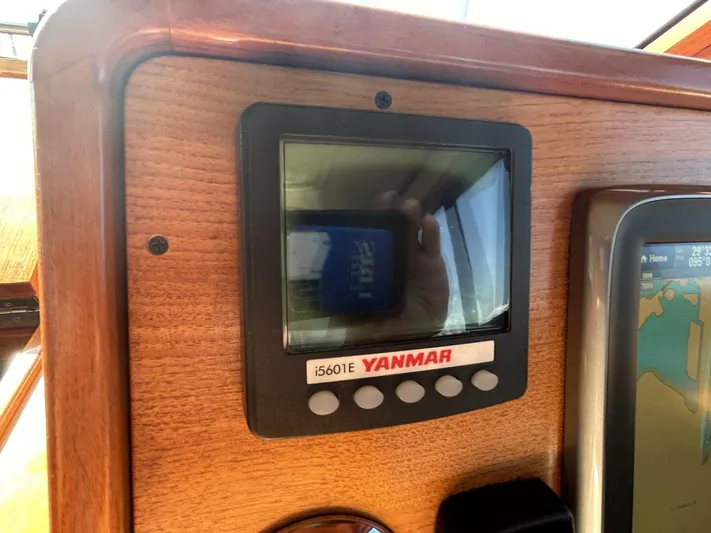 N'baluba Yacht Photos Pics Yanmar i5601E display on 2008 Rivolta Coupe 4.5 dashboard.