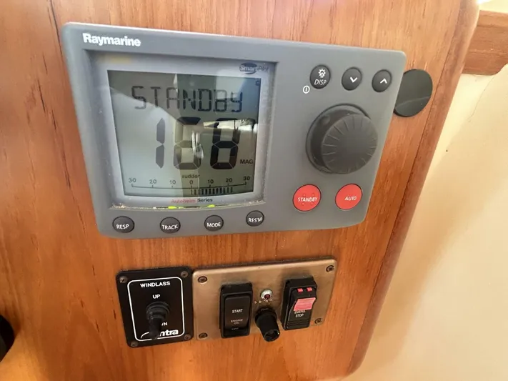 N'baluba Yacht Photos Pics Control panel with Raymarine display and switches in a 2008 Rivolta Coupe 4.5.