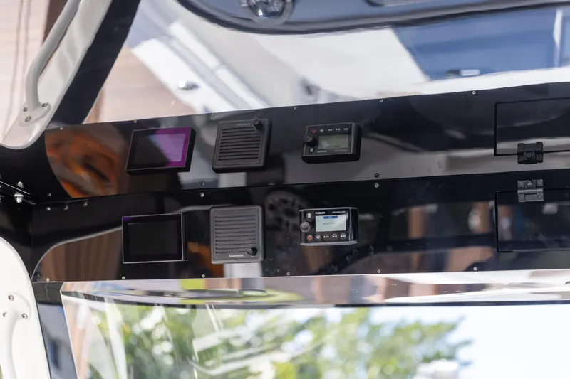  Yacht Photos Pics Edgewater 370CC 2023 dashboard with modern controls and displays.