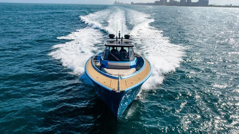 Elizabeth Yacht Photos Pics 2022 Wajer 55 S yacht cruising on open sea, showcasing sleek design and powerful performance.