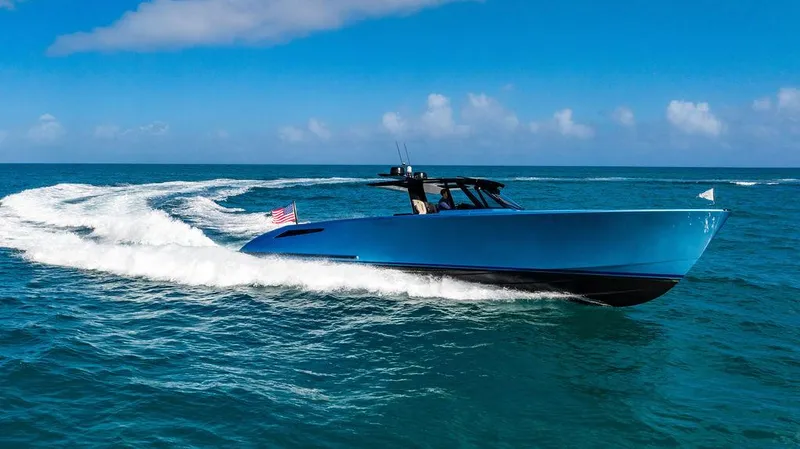 Elizabeth Yacht Photos Pics 2022 Wajer 55 S yacht cruising on open sea under clear blue sky.