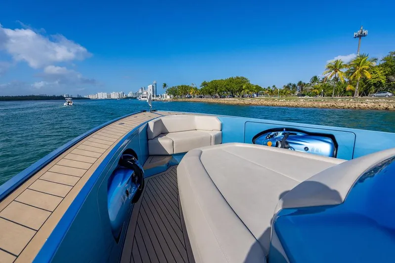 Elizabeth Yacht Photos Pics Luxury Wajer 55 S yacht cruising near tropical shoreline, 2022 model.