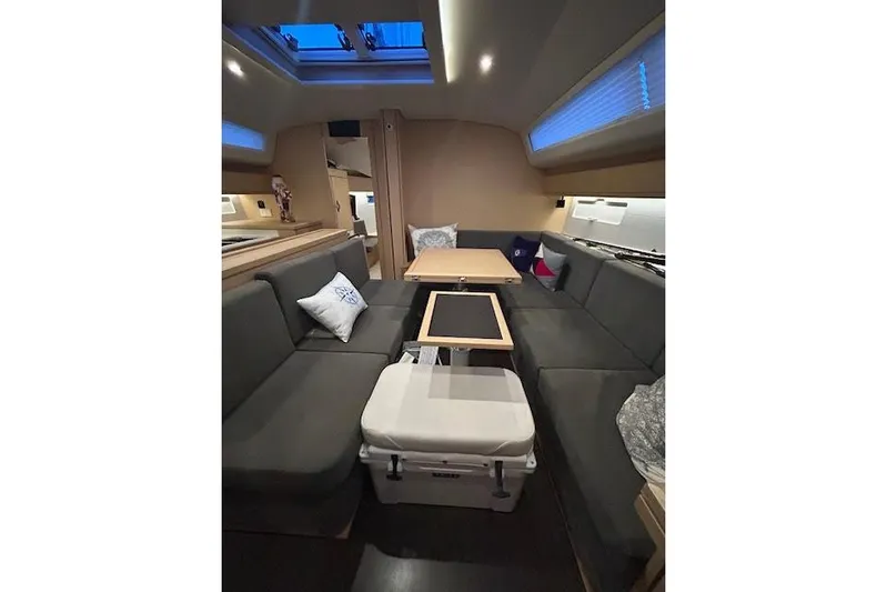 Agua Especial Yacht Photos Pics Interior of 2016 Jeanneau 54 yacht with cozy seating and modern design.